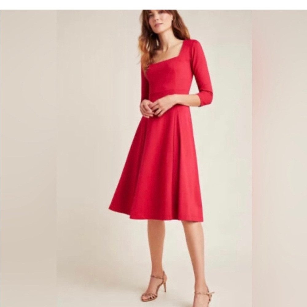 Maeve by Anthropologie Women’s Red/Rouge Fit & Flare Jocelyn Midi Dress / Size S
